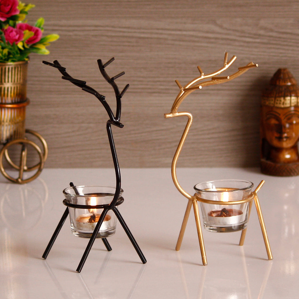 Majestic Deer Tea Light Holders (Set of 2)